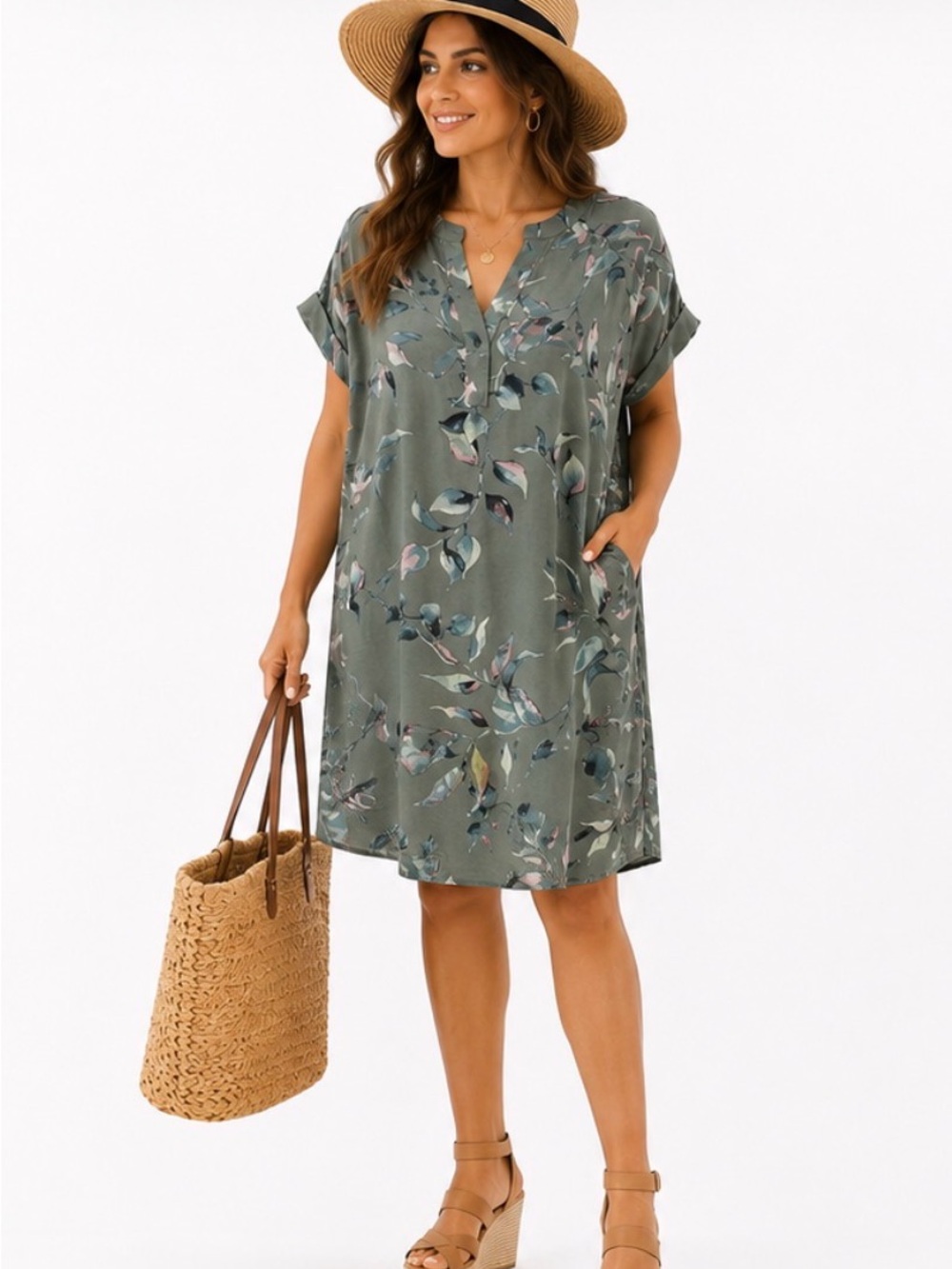 Reitmans Sage Floral Oversized Shift Dress – XL
